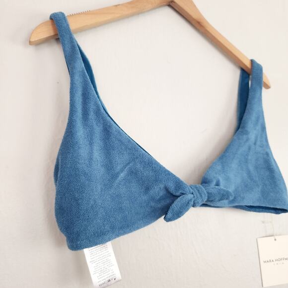 NEW Mara Hoffman Rio Knot Front Scoop Neck Bikini Swim Top in Slate Blue - Picture 8 of 13